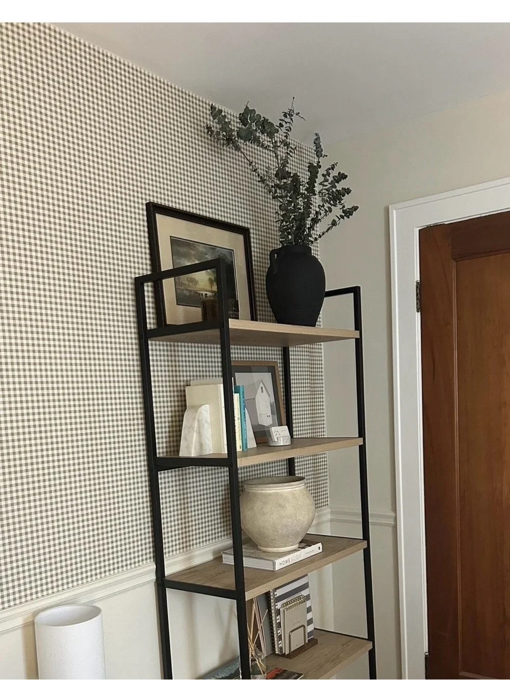 NEW! Threshold - Gingham Taupe Peel and Stick Wallpaper, 198”x 20”